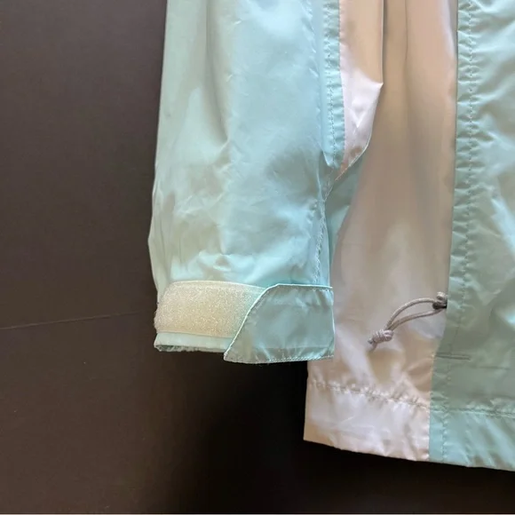 Women’s Columbia Arcadi II Rain Jacket Aqua Haze and White Color Size Large - Picture 11 of 16